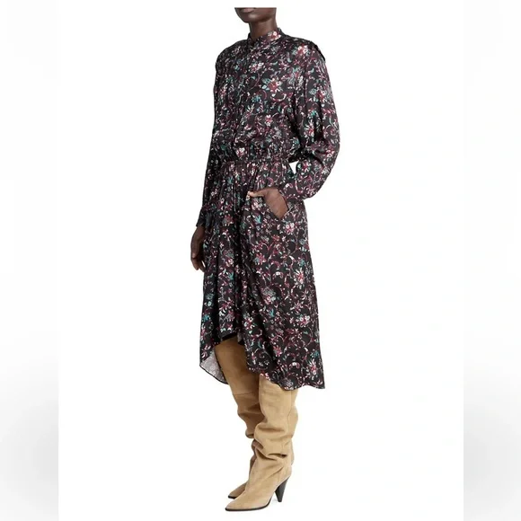Isabel Marant Etoile Okleya Floral High-Low Midi-Dress - Picture 3 of 8